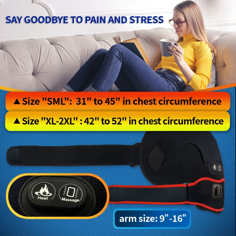 sticro Shoulder Heating Pad Massager for Pain Relief, Vibration Massage Heated Wrap Braces for Left Right Frozen Shoulder, Rotator Cuff Injury, Arthritis for Men Women - XL/XXL - Image 2